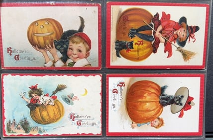 7 VINTAGE BRUNDAGE HALLOWEEN POSTCARDS