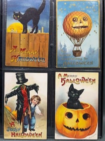 4 VINTAGE CLAPPSADDLE HALLOWEEN POSTCARDS