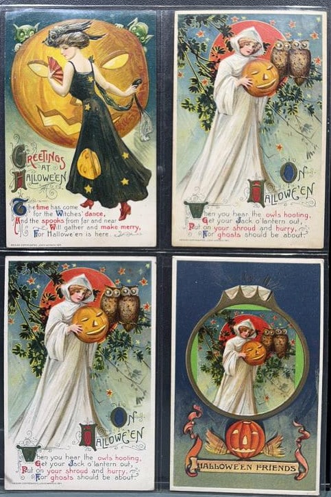 4 VINTAGE SCHMUCKER HALLOWEEN POSTCARDS (1 of 5)