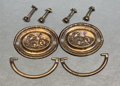 HEPPLEWHITE LIONS OVAL BRASS DRAWER PULLS