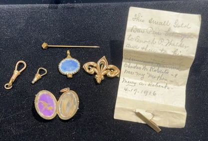 ANTIQUE MOURNING HAIR PENDANT & ANTIQUE JEWELRY