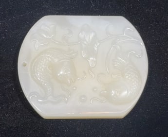 CARVED CHINESE WHITE JADE / HARDSTONE PLAQUE