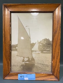 VINTAGE SAILBOAT PHOTO IN OAK FRAME