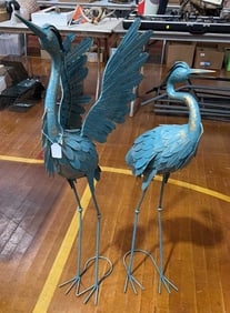 PAIR OF FULL SIZE METAL HERONS