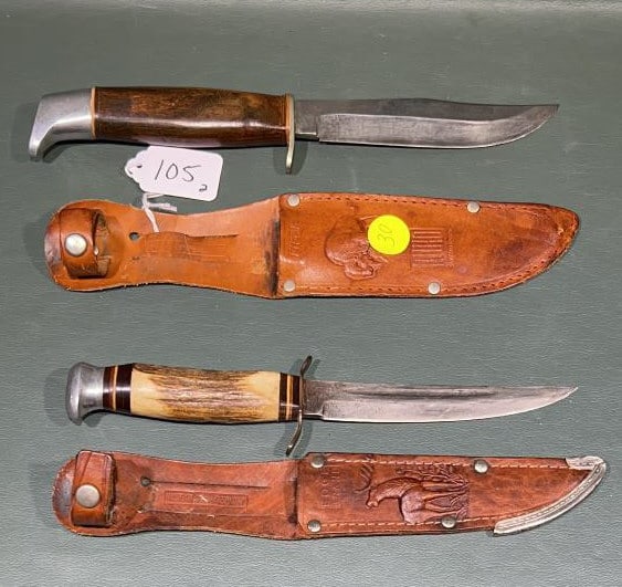 SOLINGEN "ORIGINAL BOWIE KNIFE" & STAG HANDLE: KNIFE ~ LARGEST IS 10 1/2" LONG