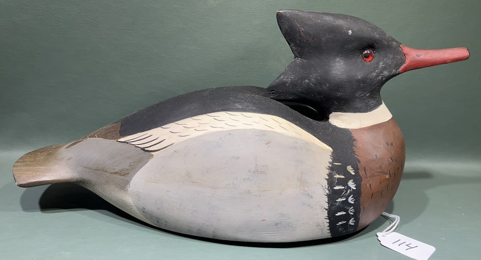 GENE MARSHALL RED-BREASTED MERGANSER DRAKE DECOY: 18 1/2" LONG