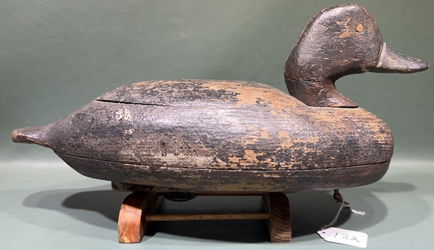 UNKNOWN WOODEN BLACK DUCK DECOY: 16"