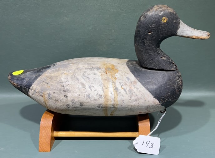 RE-PAINTED JIM CURRIER BLACK DUCK DECOY: 13-1/2"