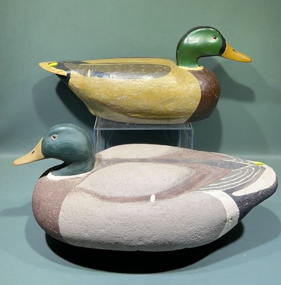 2 MALLARD DECOYS - 1 JIM GALLAGER & 1 EDWIN: BROOKES 17-1/2"