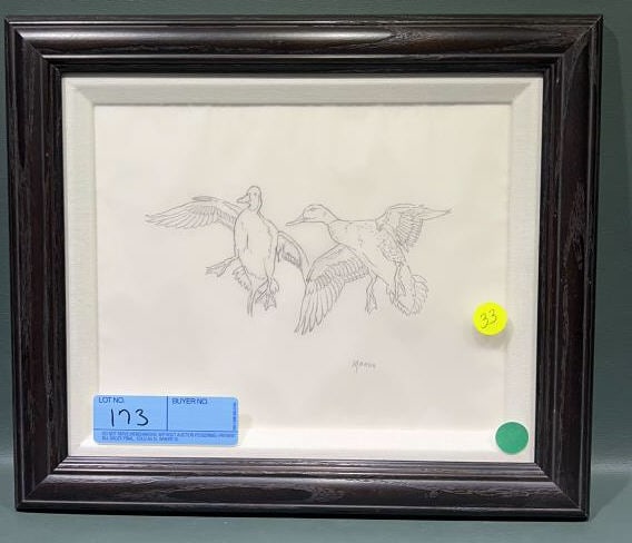 DAVID A MAASS ORIGINAL PENCIL SKETCH OF MALLARDS: 13" x 11-1/2"