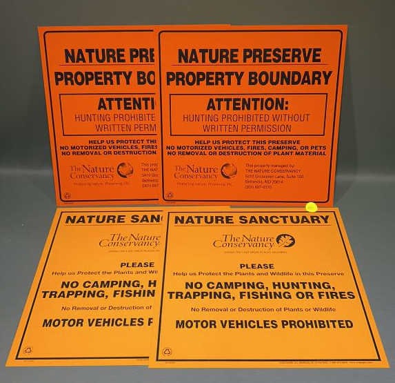 4 TIN NATURE SIGNS: 11-1/4" x 11-1/4"