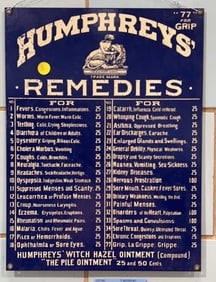 HUMPHREY'S REMEDIES METAL SIGN