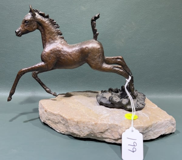 BRONZE HORSE STATUE SIGNED CG WAGNER: 10-1/2" X 7-1/2"