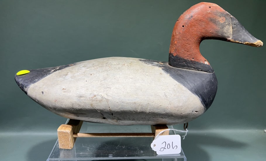 SAM BARNES CANVASBACK DECOY W/ BILL DAMAGE: 15-1/2"
