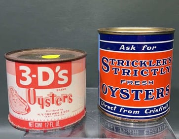 STRICKLERS OYSTER 12OZ & 3- D'S OYSTER 12 OZ TIN