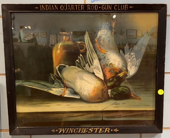 INDIAN QUARTER ROD & GUN CLUB WINCHESTER PRINT: ADVERTISING PRINT 21-1/2" X 17-1/2"