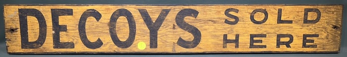 "DECOYS SOLD HERE" WOODEN SIGN