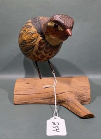 RICHARD A. MORGAN CARVED QUAIL WOOD