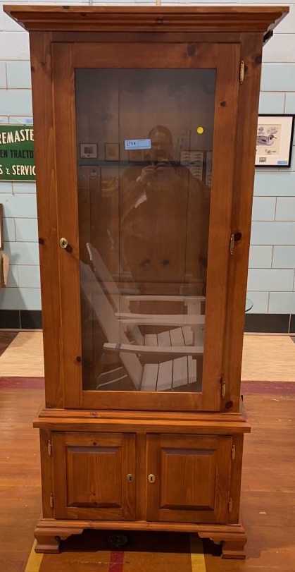 PINE GLASS FRONT 8 GUN CABINET: 32-1/2" wide x 13-1/2" deep x 77" tall