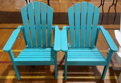 PAIR OF TEAL POLY ADIRONDACK CHAIRS