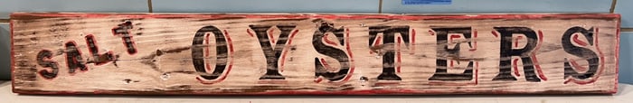 WOODEN SALT OYSTERS SIGN