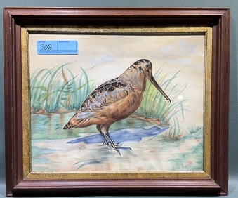 A.G.DASHIELL 1905 WOODCOCK WATERCOLOR