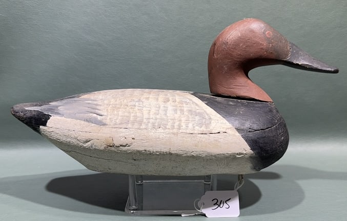 WORKING CANVASBACK DRAKE DECOY: 14" LONG