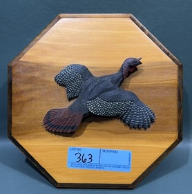 DONALD E. HILLEGAS CARVED TURKEY ON PLAQUE 1979