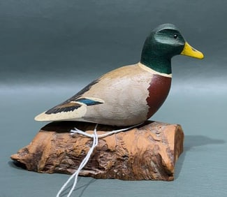 GARY W. DAISEY MINIATURE MALLARD ON DRIFTWOOD