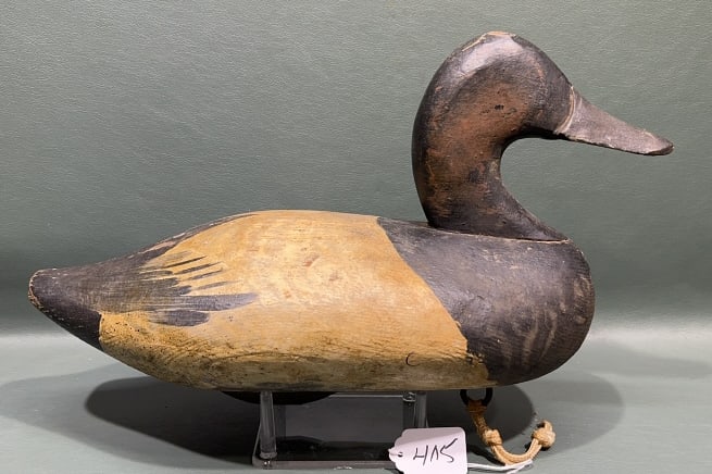 CAPT. JESS URIE CANVASBACK DRAKE DECOY: 14 1/2" LONG