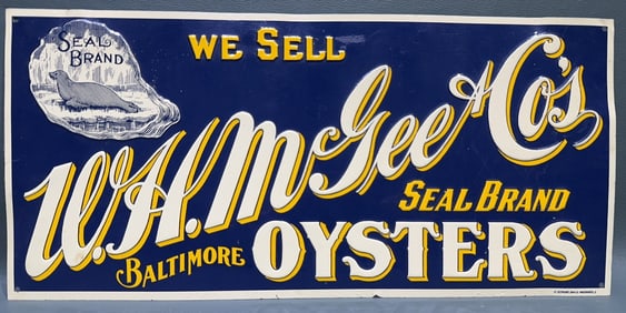 1990'S W.H. MCGEE OYSTER SIGN & NO GUNNING SIGN