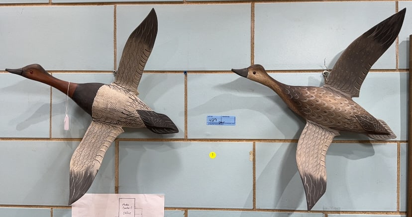 PAIR OF JIMMY BOUDEN CANVASBACK FLYERS: 19" x 21 1/2?