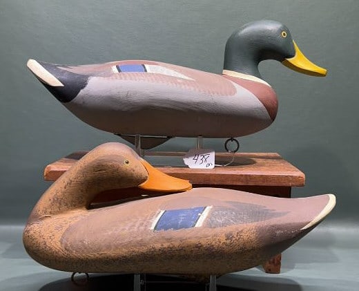 PAIR OF PAT VINCENTI MALLARDS W/ SLEEPER HEN: 17" LONG