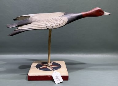 FLYING REDHEAD ON FOLK ART STAND