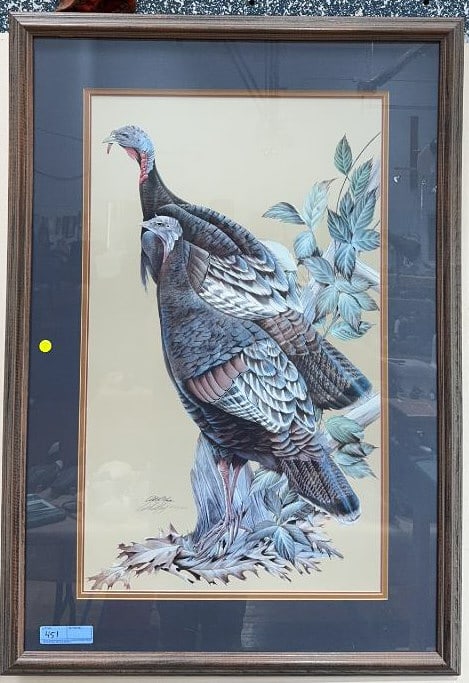 ART LAMAY SIGNED TURKEY PRINT: 32" X 30"