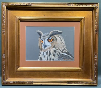 JOHNATHON SHAW GOUACHE "EAGLE OWL"
