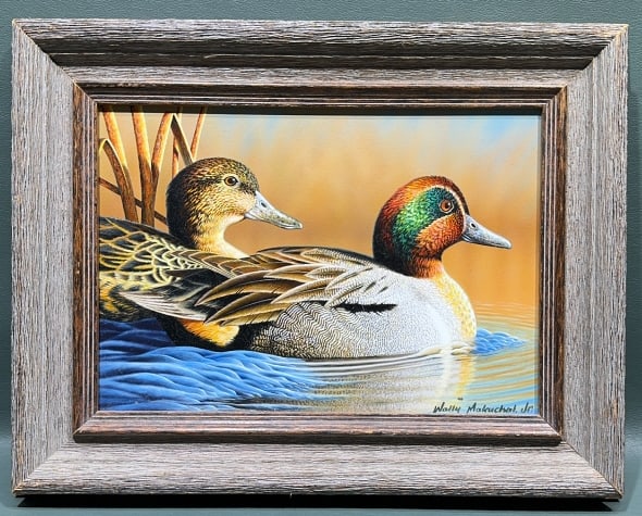 WALLY MAKUCKAL JR PAINTING OF GREEN-WINGED TEAL: 2 TIME DICK STAMP WINNER -. 13" X 10"