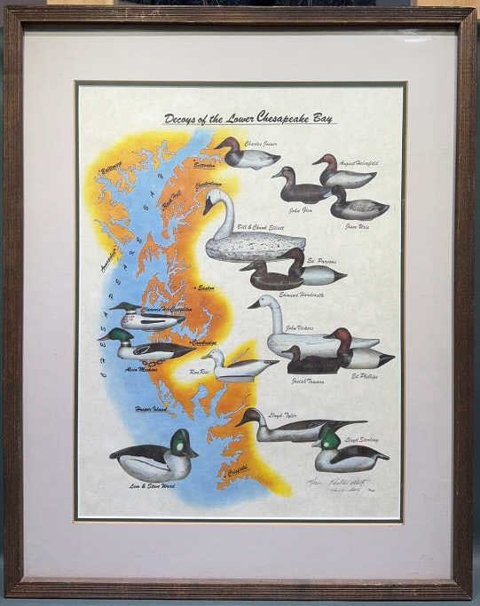 PAUL SHERTZ "DECOYS OF THE LOWER CHESAPEAKE BAY": PRINT - 29" X 23 1/2" WIDE