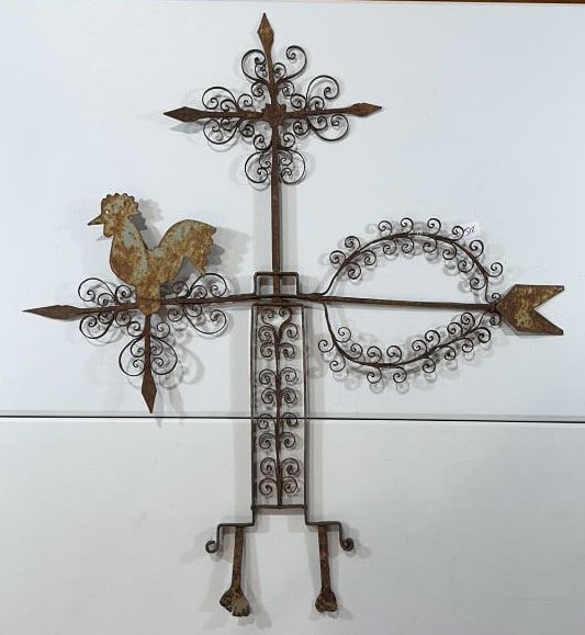 FOLKART IRON WEATHERVANE: 41" X 37"