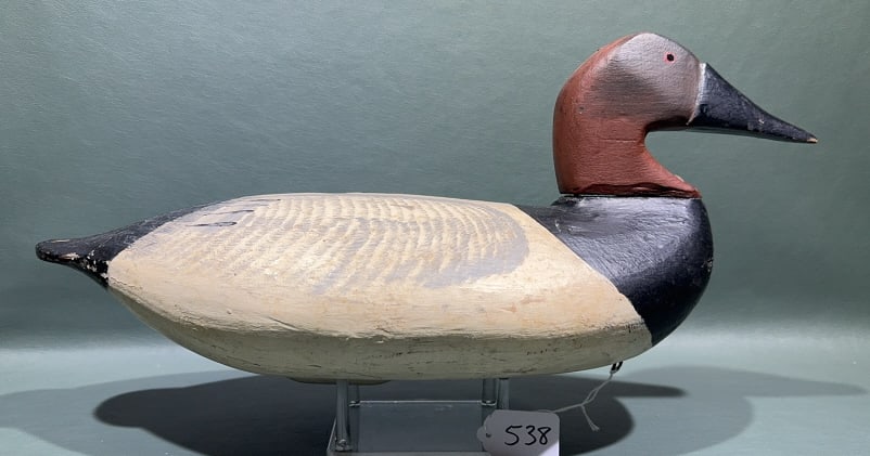 CANVASBACK WORKING DECOY W/ "XXX" BRAND: 17" LONG