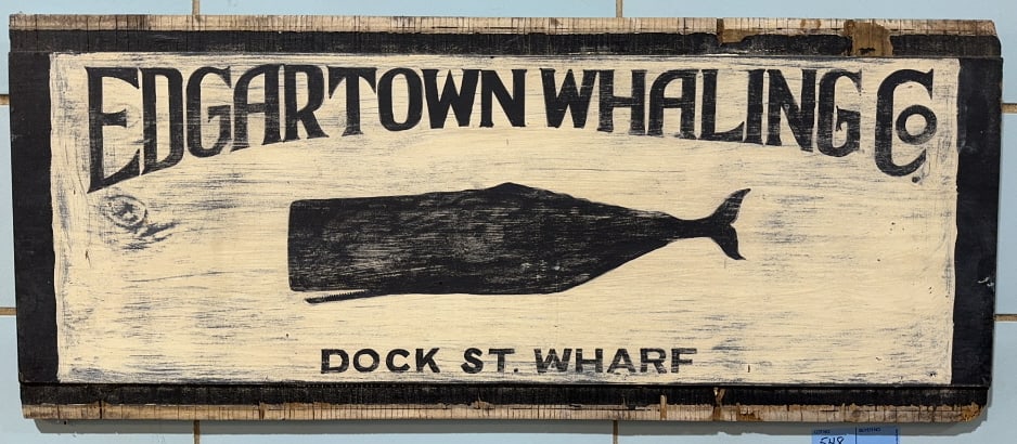 EDGAR TOWN WHALING CO. PAINTING ON BOARD: 36" X 15"