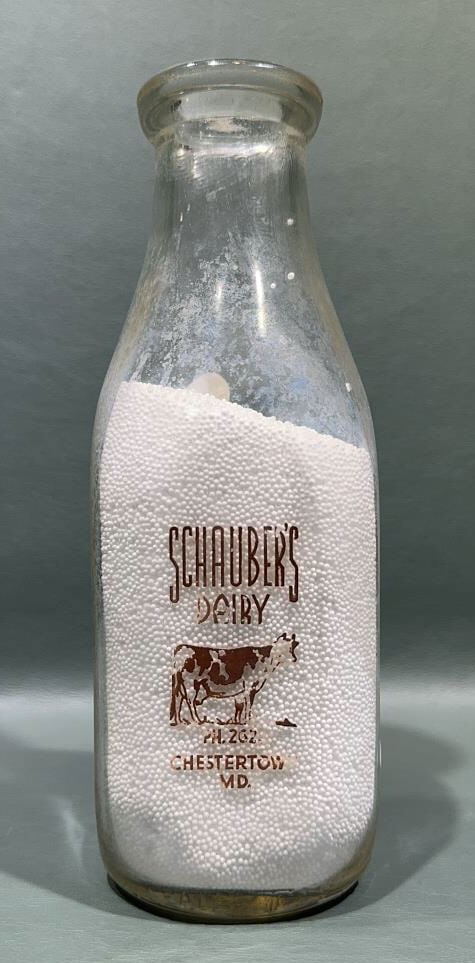SCHAUBER'S DAIRY MILK BOTTLE CHESTERTOWN, MD: 10" TALL