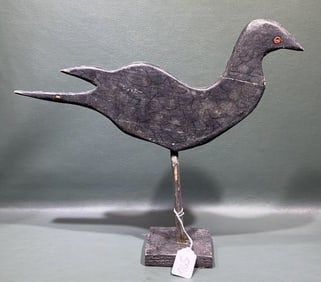 FOLKART CARVED WOOD CROW