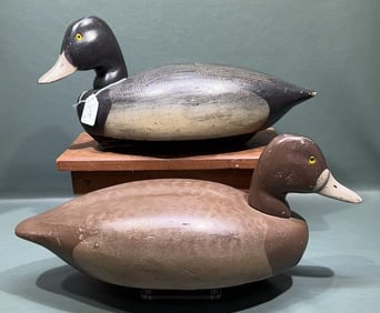 PAIR OF DECOYS UNLIMITED BLUE BILLS & CANVASBACK H