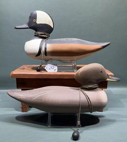 BRYAN BODT PAIR OF HOODED MERGANSER DECOY
