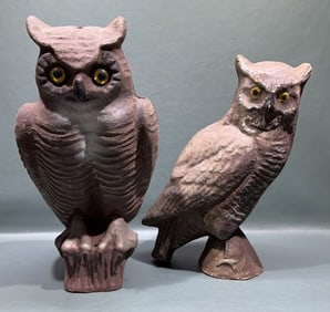 2 VINTAGE OWL DECOY
