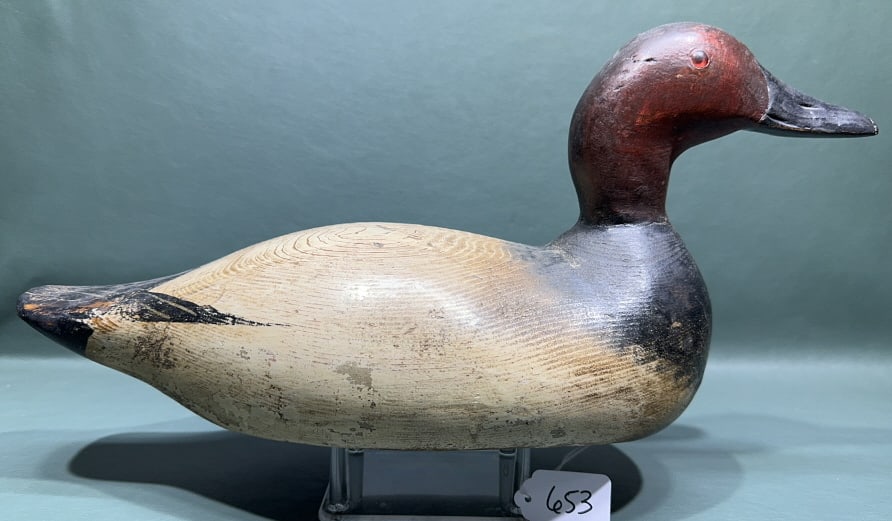 FACTORY MADE CANVASBACK DRAKE DECOY: 17" LONG