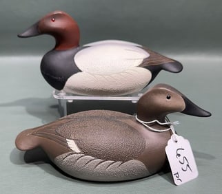 PAIR OF CAPTAIN BILL COLLINS MINIATURE CANVASBACKS