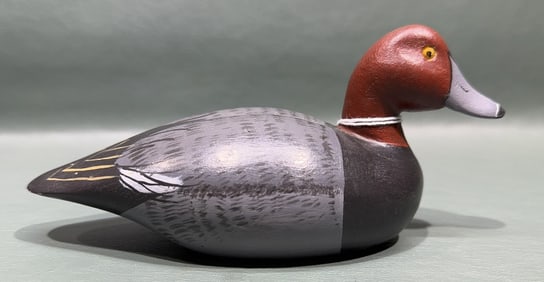 MINIATURE REDHEAD DRAKE SIGNED "SRT 1985"