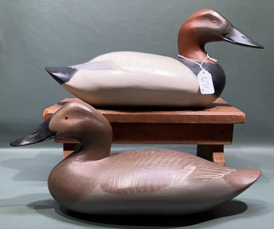 PAIR OF MADISON MITCHELL DECORATIVE CANVASBACK: 17" LONG